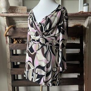 🟤NEW CATO WOMAN Plus 3/4 Sleeve Blouse in Pink/Brown Sz 22/24